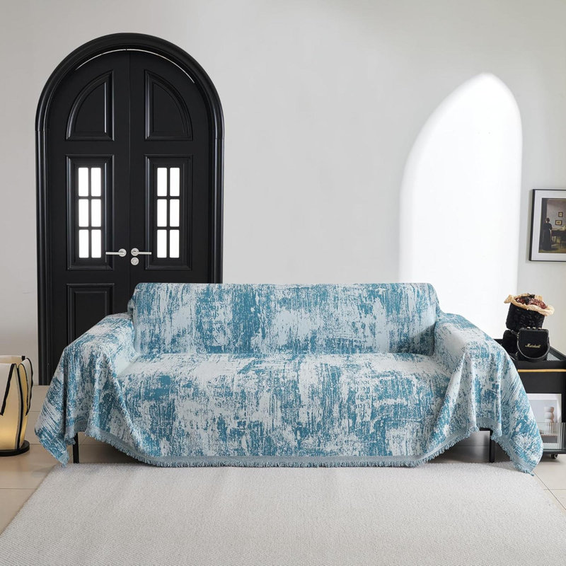 Housse de canapé pour canapé modulaire Sage, Chenille bleue abstraite