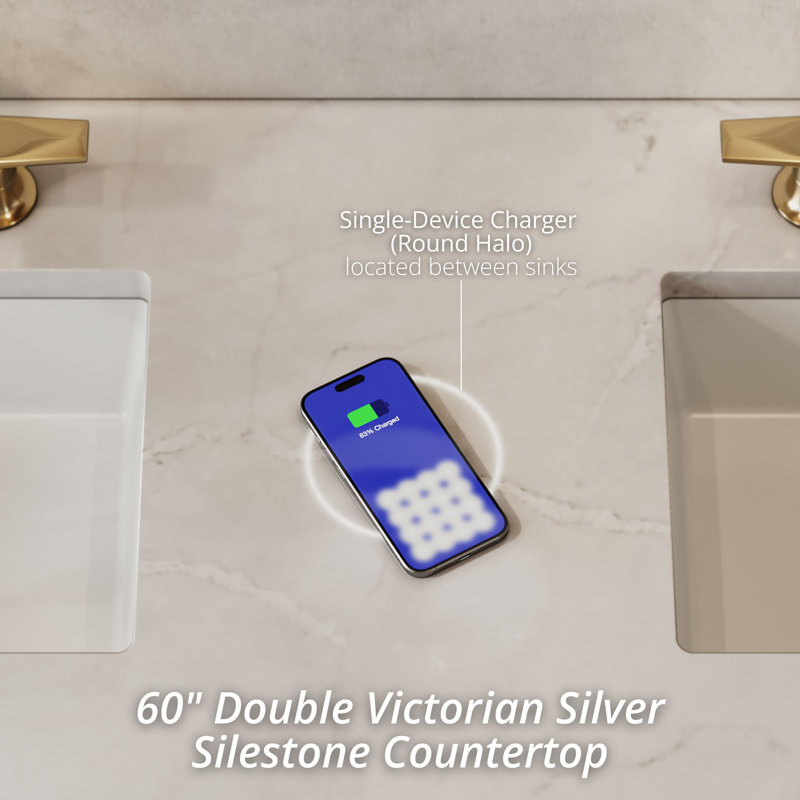 Lorelai 60 in. Double Vanity, Whitewashed Oak, Victorian Silver
