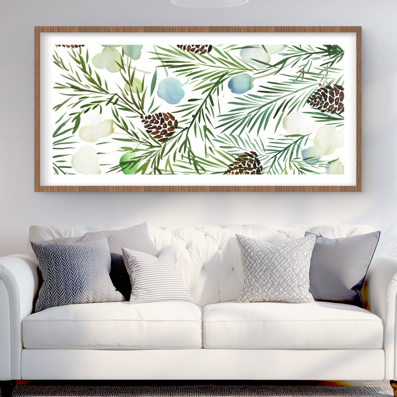 Motif de pomme de pin - impression botanique encadrée avec saisons botaniques