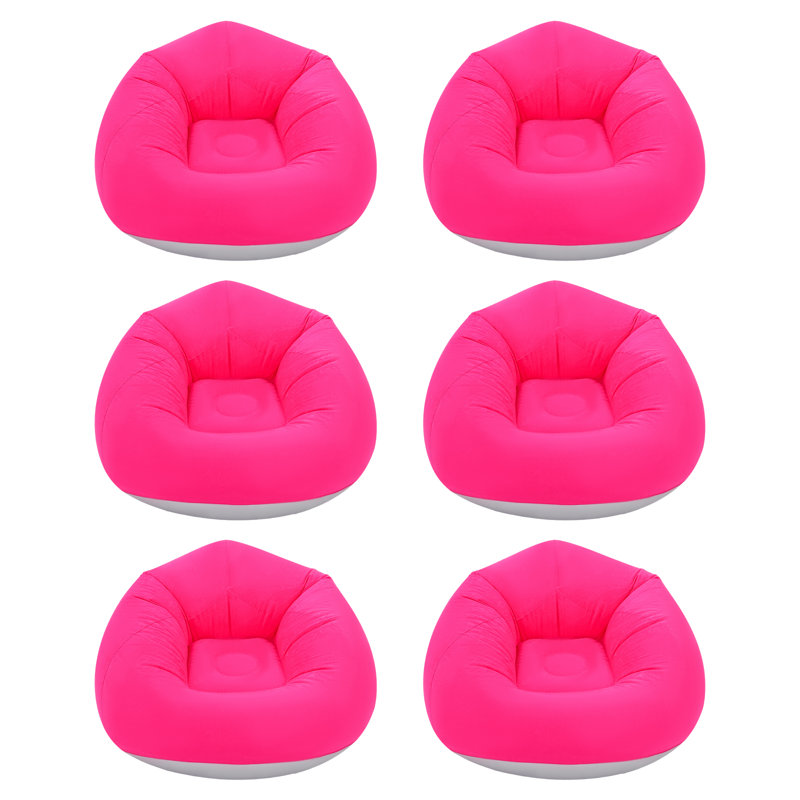 6 pièces adultes fauteuil à billes gonflable paresseux avec pompe à air pour lire camping rose rose, Rose