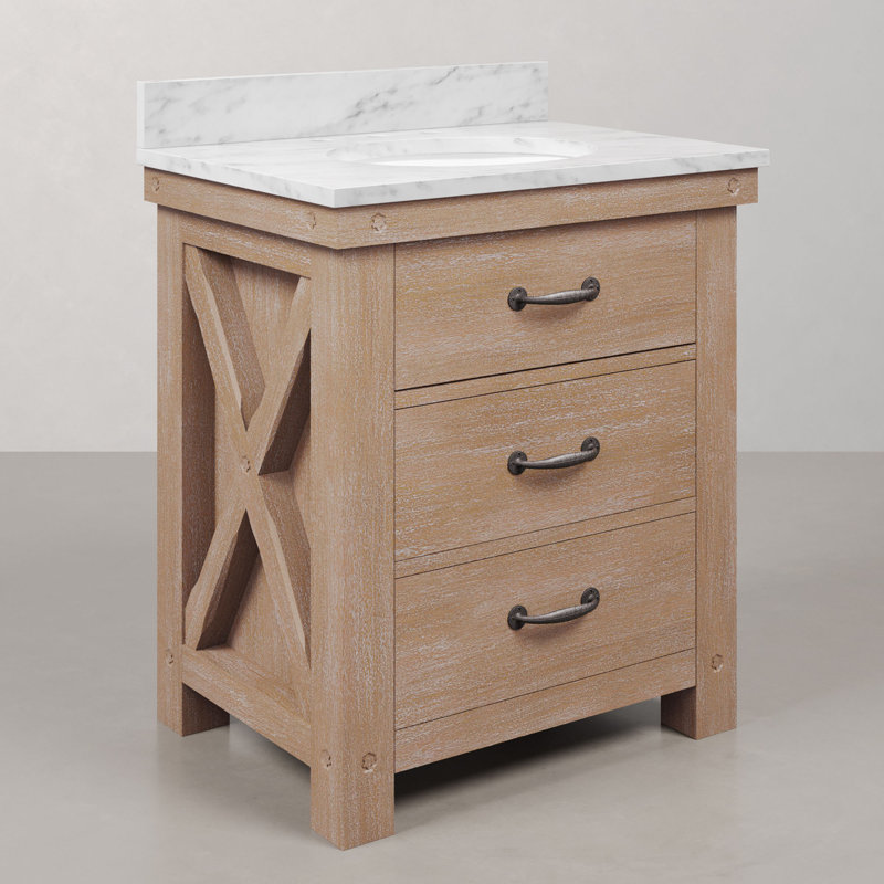 Jessen 30'' W Single Vanity, Rustic Sienna, Carrara White