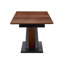 Table de salle à manger contemporaine en MDF noyer foncé et placage de bois