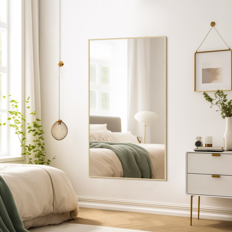 Sieana Rectangular Aluminum Accent Mirror, Gold, 36" x 24"