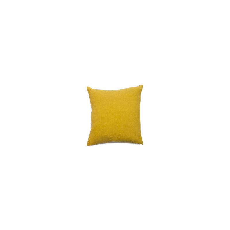 Simple Embroidered Linen Throw Pillow, 18"H x 18"W, Mustard
