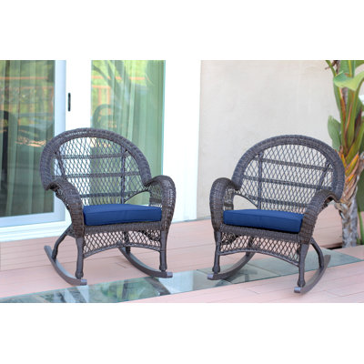Chaise berçante en osier avec coussins Berchmans