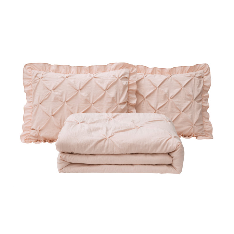 Aria French Country Chic Pinch Pleat Pintuck Ruffle Skirt Bedspread Set, Twin Bedspread + 1 Standard Sham, Dusty Purple