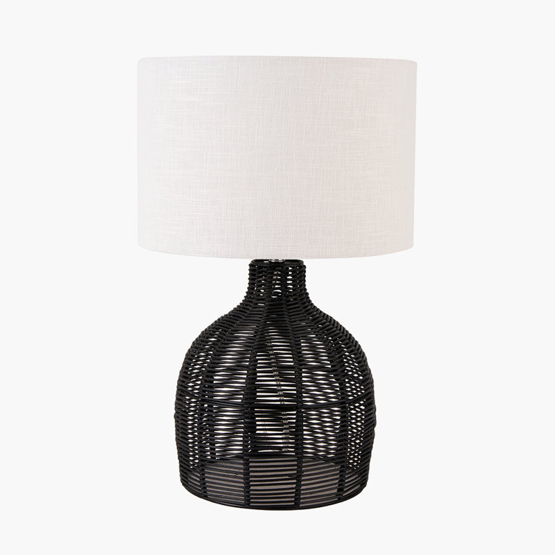 Caswell Wicker/Rattan Table Lamp, Black 