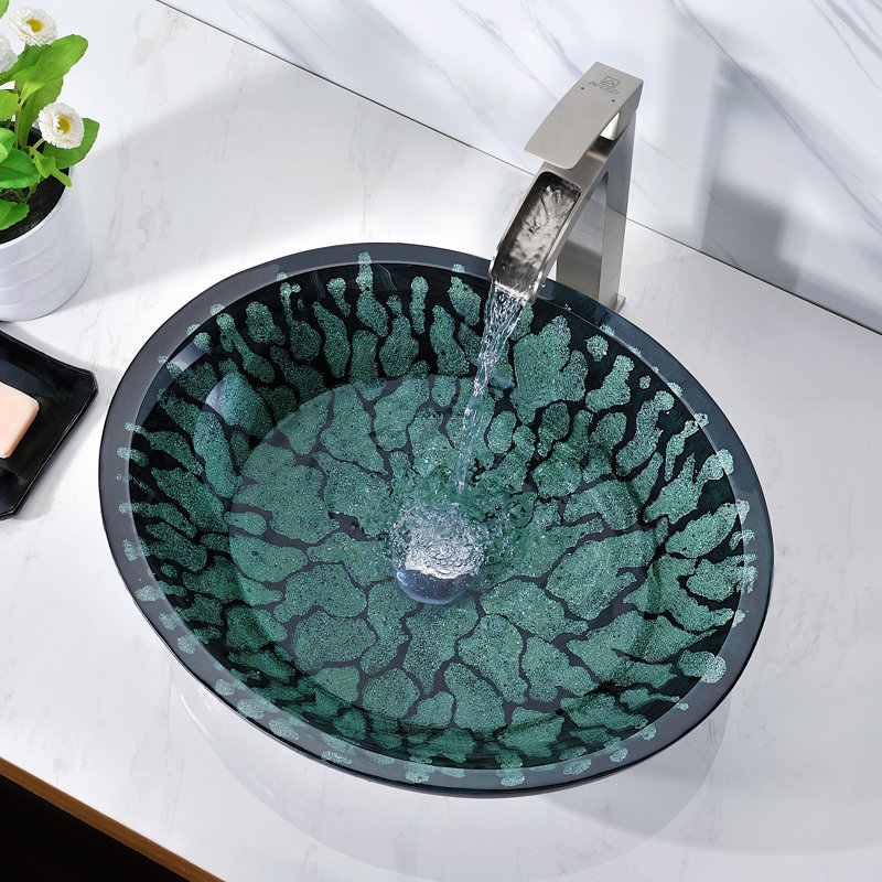 ANZZI Bravo 15.4 " Tempered Glass Circular Bathroom Sink