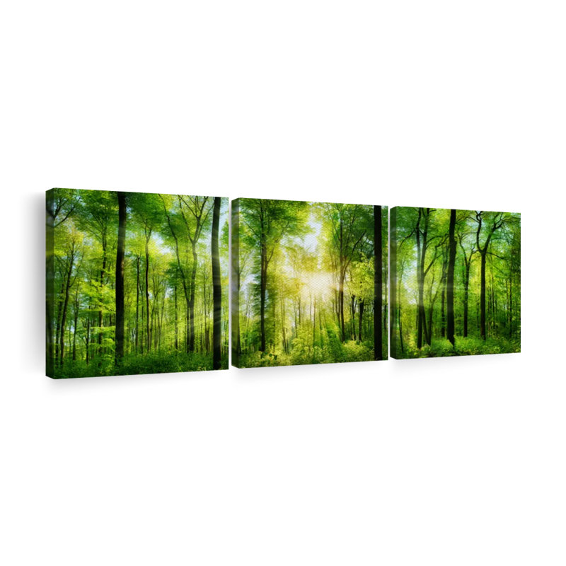 Ensemble 3 pièces de paysage forestier sur toile, H 8 po x l 26 po x P 1 po