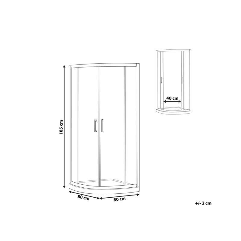 Alpert Jukatan Quadrant Shower Enclosure, 185cm H x 80cm W x 80cm D