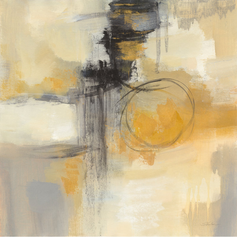 «Solar Path II» par Silvia Vassileva - Peinture, H 30 po x l 30 po, Non, Cadre flottant noyer