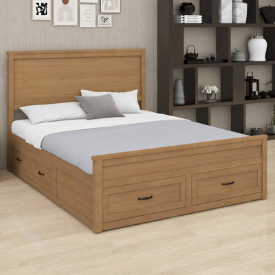 Modern Wood Storage Bed Frame With 6 Drawers,Platform Bed With Wooden Slats Support