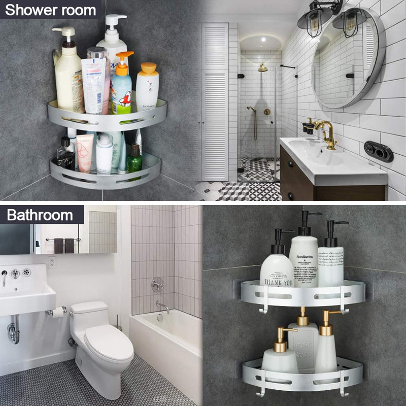 New City Adhesive Mount Shower Shelf, Silver