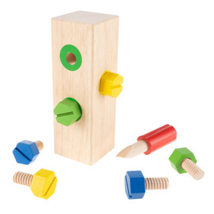 Kids Wooden Manipulative Screw Block Toy