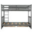 Lit superposé Twintwin en gris avec échelles et rangement - Pratique pour l'espace de la chambre à coucher Deux tiroirs pour un sommeil confortable