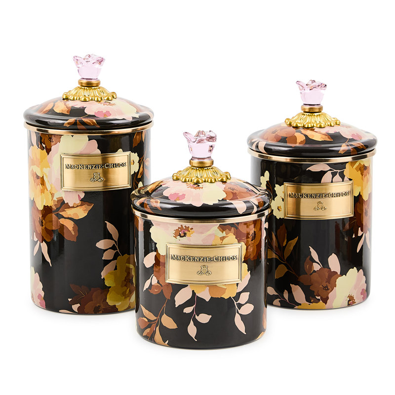 Wild Rose White Small Canister, Brown