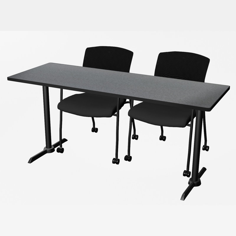 Base et table de formation Cain, H 29 po x L 66 po x l 24 po, Noir, Gris entreprise