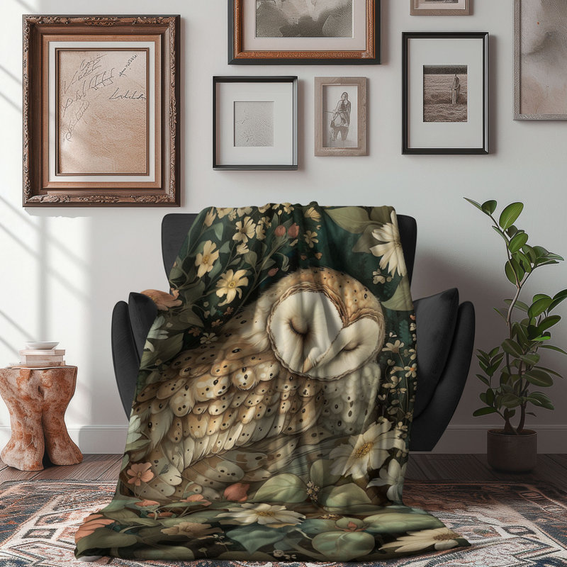 Couverture adorable chouette endormie, L 60 po x l 50 po