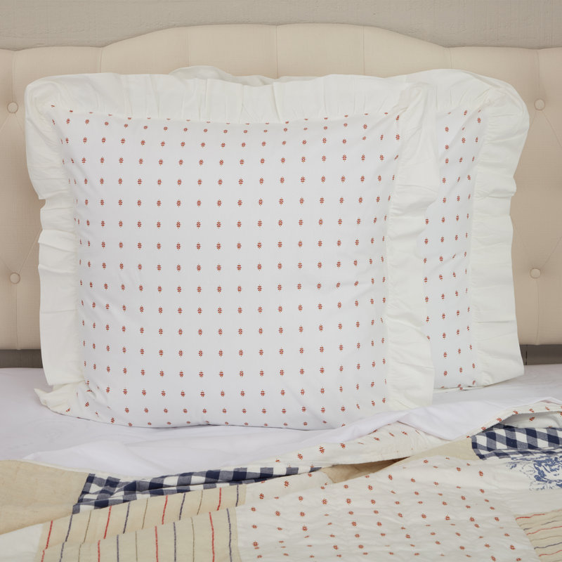 Abigail Fabric Euro Sham, White Polka Dots