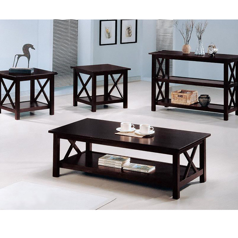 Table foncée 3 avec tables de bout et table basse d'appoint rectangulaire rectangulaire moderne