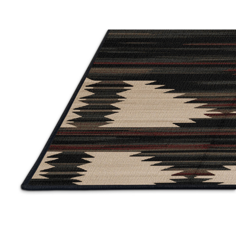 Tapis de style sud-ouest à motif de montagnes lavables , Carré 6 pi