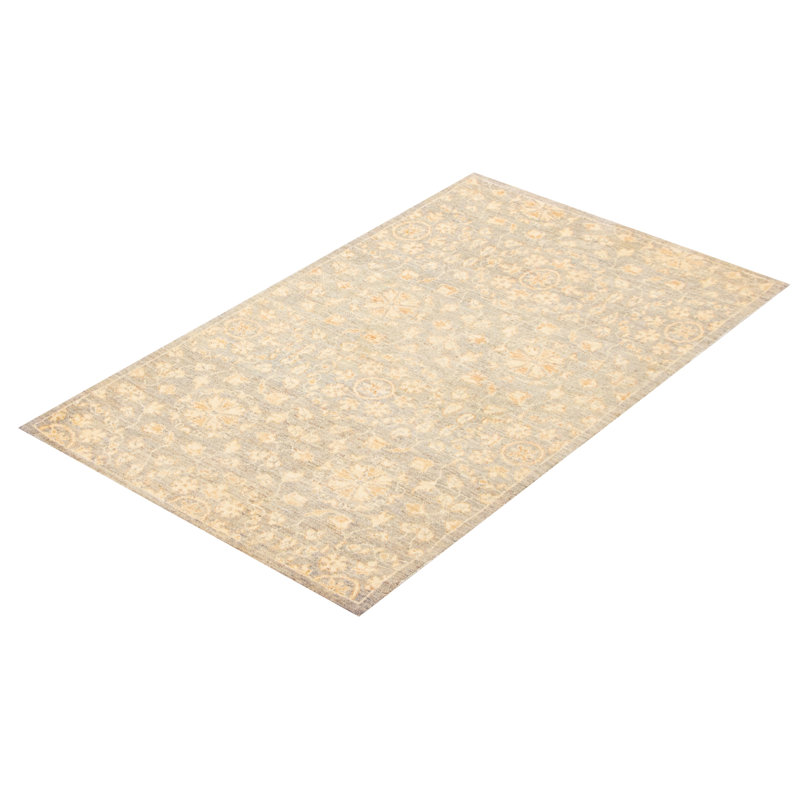 Tapis unique en laine noué à la main gris nouvel âge 3 pi 2 po x 5 pi 2 po Lerman