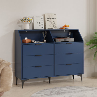 6 Drawer Dresser With Led Light, Chest Of Drawers With Charging Station, Wooden Dressers For Bedroom, Living Room, Entryway, Hallway