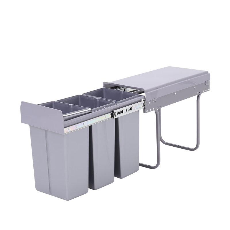 Plastic Manual Lift Pull Out Rubbish Bin - 30L