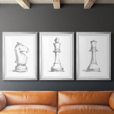 Étude d'échecs I - Impression encadrée sur mesure de qualité supérieure - 3 pièces