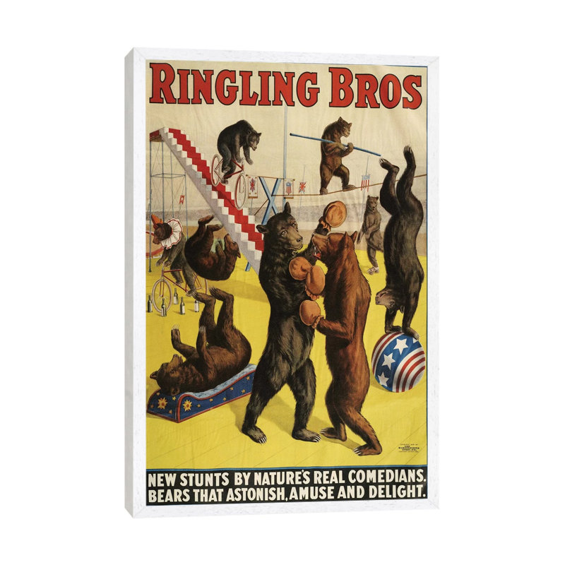1900s Ringling Bros Circus - Print on Canvas, 101.6 cm H x 66.04 cm W, White Framed