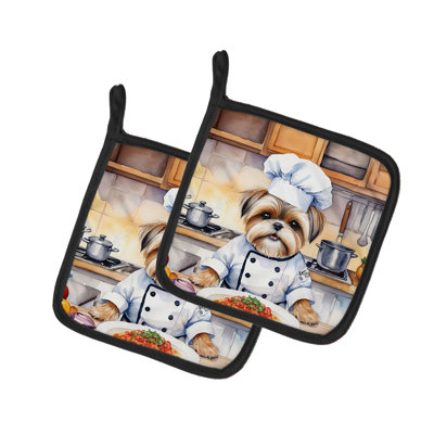 Caroline's Treasures The Dog Chef Polyester Potholder Set