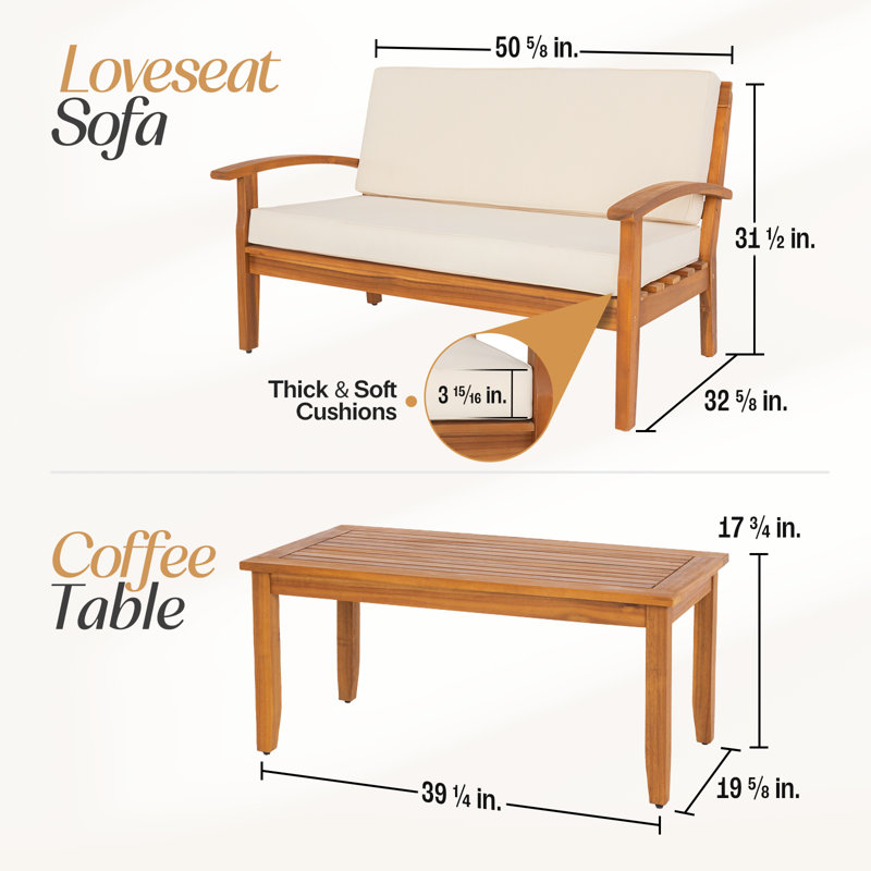 Causeuse d'extérieur avec table basse Laurent Acacia