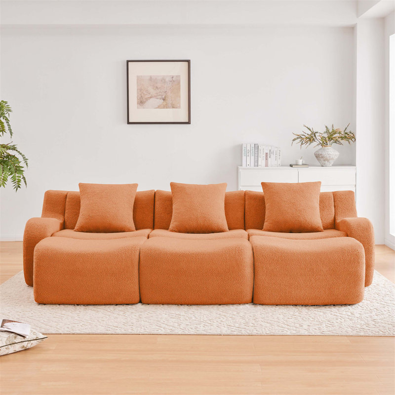 Canapé à trois places sans os avec tissu en peluche de haute qualité, accoudoirs courbés, conception antidérapante et caractéristiques ergonomiques pour les salons et les salles multimédia