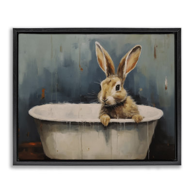 Baby Bunny in Tub Floating Frame, design by Arlington Prints