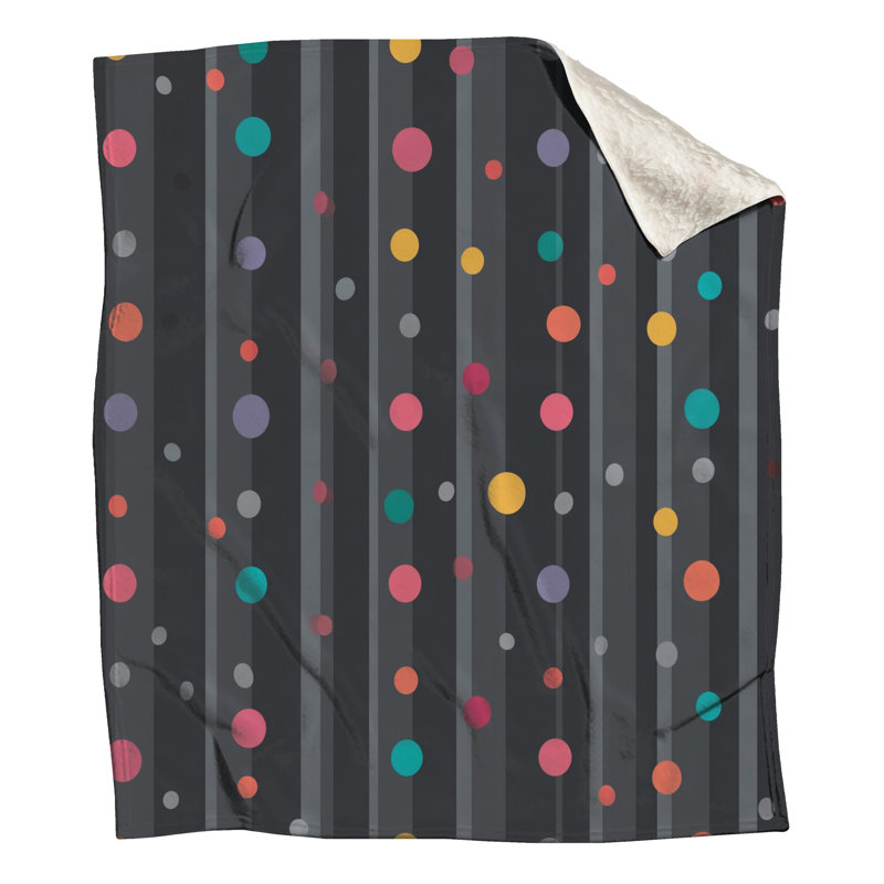 Polka Dots Fleece Throw Blanket - Pattern Throws for Sofas or Beds, 60in W x 80in H