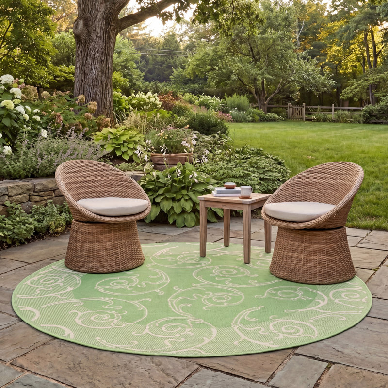 Tapis oriental d'intérieur / extérieur Davonia Performance, Rond 5 pi 3 po