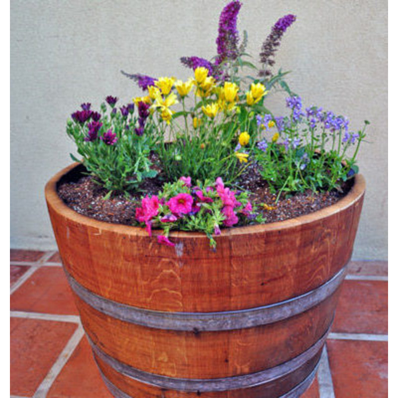 Pot à fleurs demi-tonneau laqué l 26 po x H 16 po