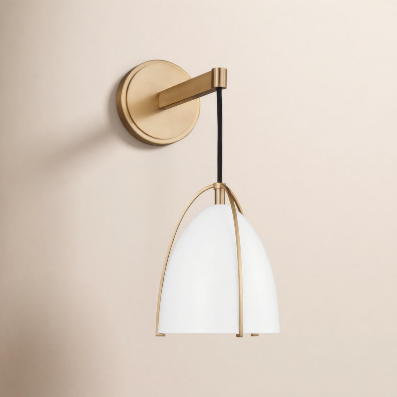 Norman 1 - Light Bath Sconce, Satin Brass, No, Steel Matte White