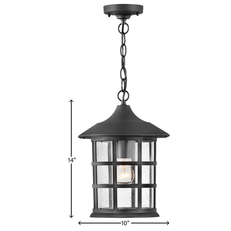 Freeport 1 - Light 14" H Outdoor Hanging Lantern, Textured Black