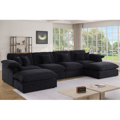 Canapé modulaire surdimensionné moderne en U de 152 po avec repose-pieds modulaire Cloud Comfort
