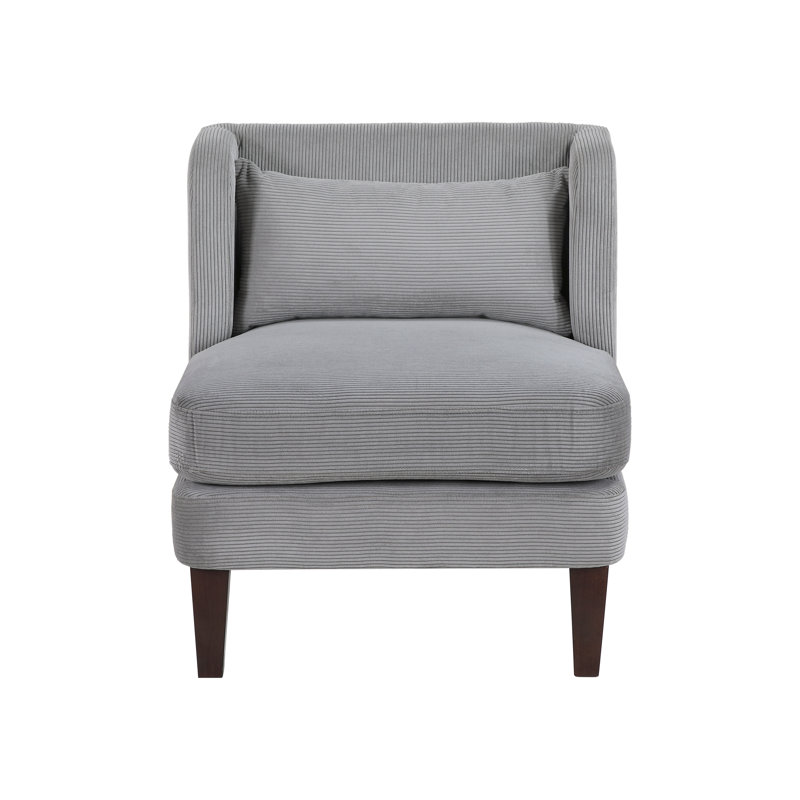 Chaise d'appoint moderne en velours côtelé gris foncé avec coussin d'assise réversible et coussin assorti