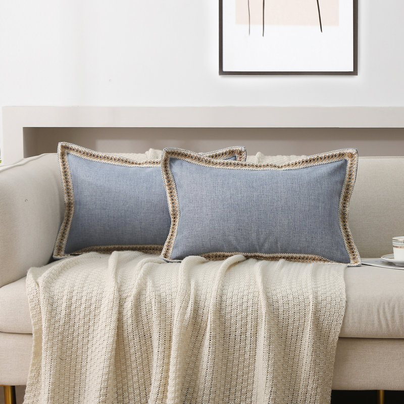 Housse de coussin de couleur, Bleu, Rectangle H 12 po x l 20 po
