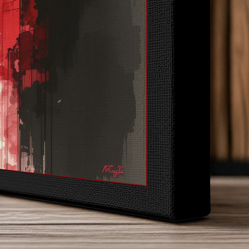 Light Through Shadow Abstract 1 Piece Wrapped Canvas Wall Art, 24x16 - 61.0 x 40.6 cm, Black Border