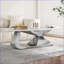 Table basse en pierre frittée moderne avec base en acier inoxydable, facile à nettoyer et amp; Durable pour le salon-1992928453