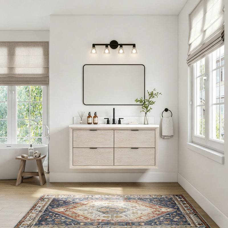 Meuble-lavabo flottant 48 po, Chêne blanc délavé