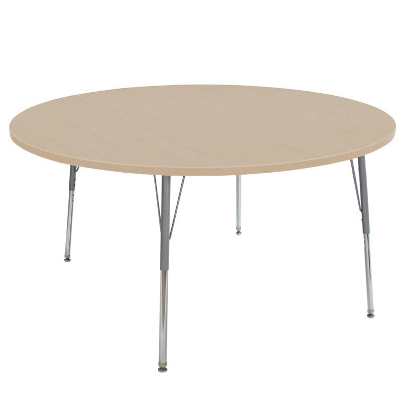 Table d'activité avec pieds réglables La Madera, H 31,5 po x L 60 po x l 60 po, Érable / argent, Roulement pivotant standard