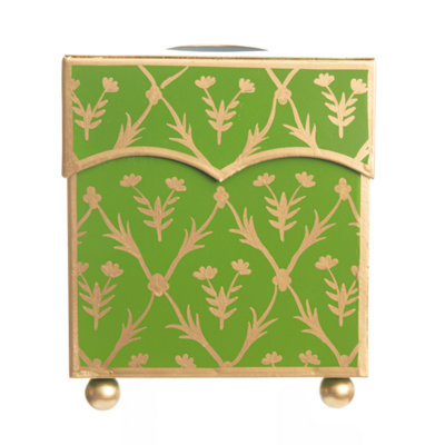 Moss Green & Gold Tulip Tissue Holder