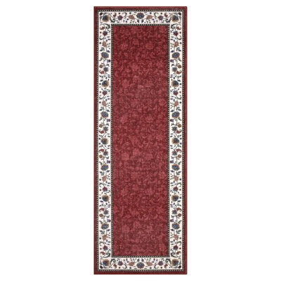 Vintage Floral Washable Area Rug, Non Slip Low Pile Machine Washable Rug for Living Room Bedroom Dining Room Entryway