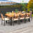 9 Pcs Patio Dining Table Chair Set, 79 In. L Dining Table With Umbrella Hole