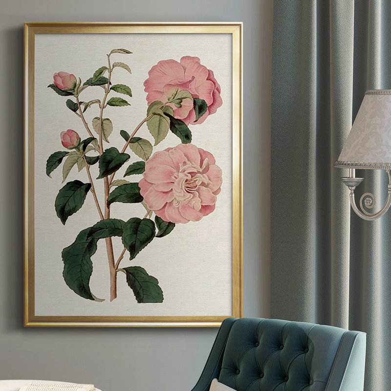 «Pink Floral Mix IV», reproduction encadrée sur papier, H 42,5 po x l 30,5 po x P 1 po, Or
